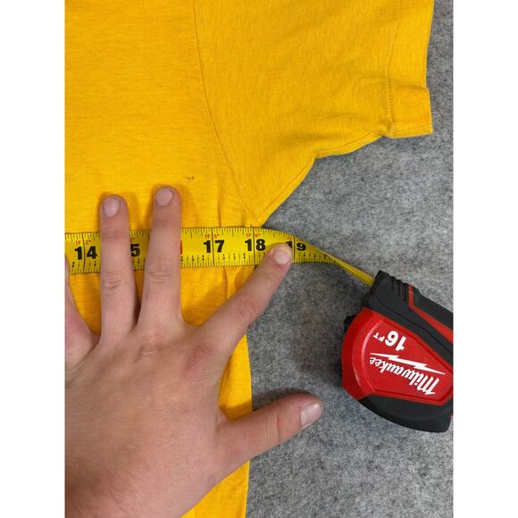 VINTAGE 80s Wazzu Pasadena Cancelled Shirt Womens Large Yellow Single Stitch Tee - Picture 2 of 8